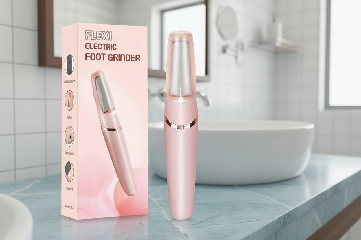 Zaboul electric foot grinder with packaging, USB cable, and two grinding heads on a white background.