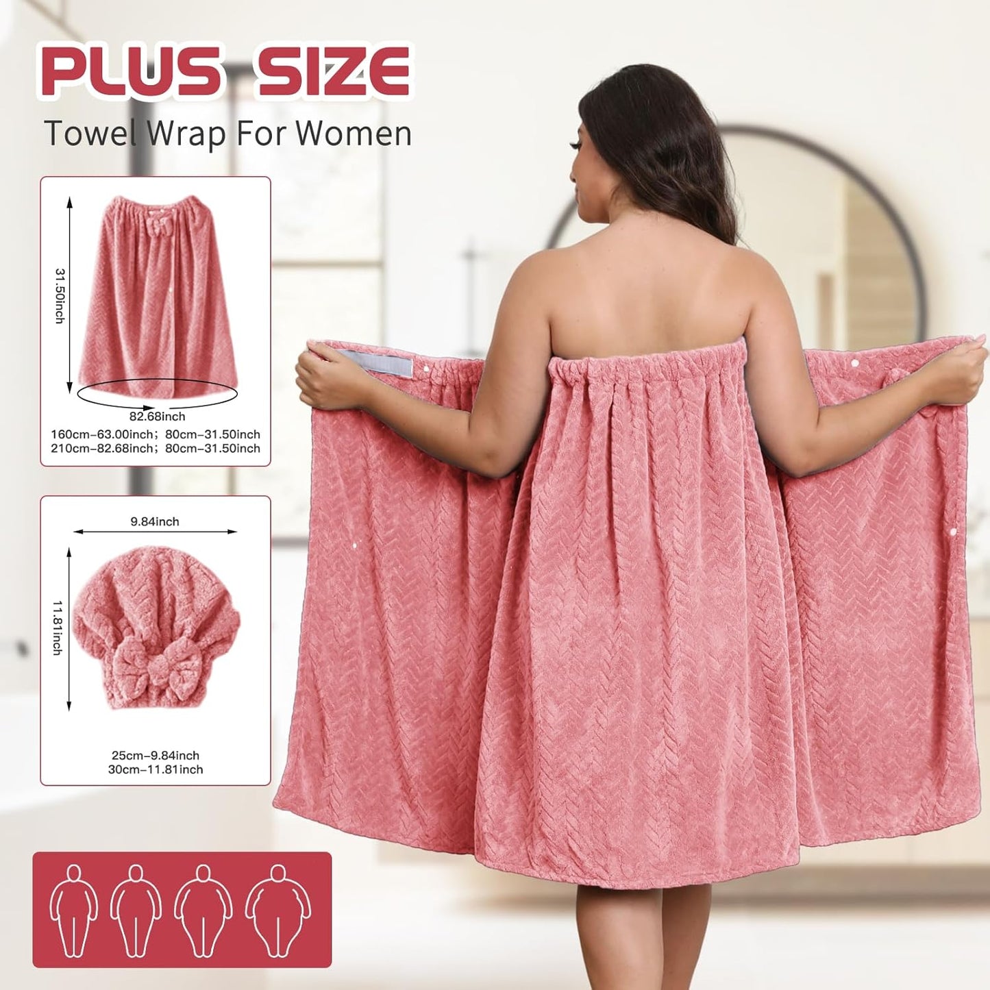 Flexi Lush™ Adjustable Bath Towel Wrap With Hair Towel