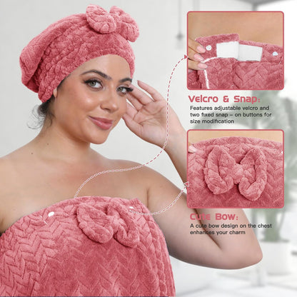 Flexi Lush™ Adjustable Bath Towel Wrap With Hair Towel
